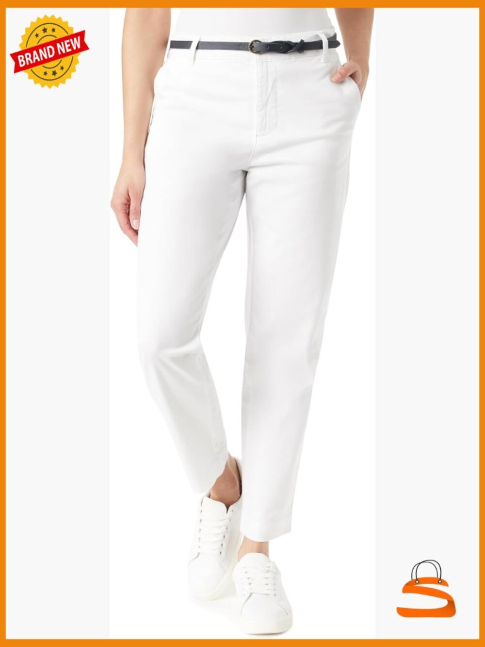 High Rise Belted Tapered Trouser Pants - Casual Dress Slacks